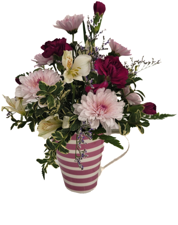 mug with pink and purple flowers for valentines